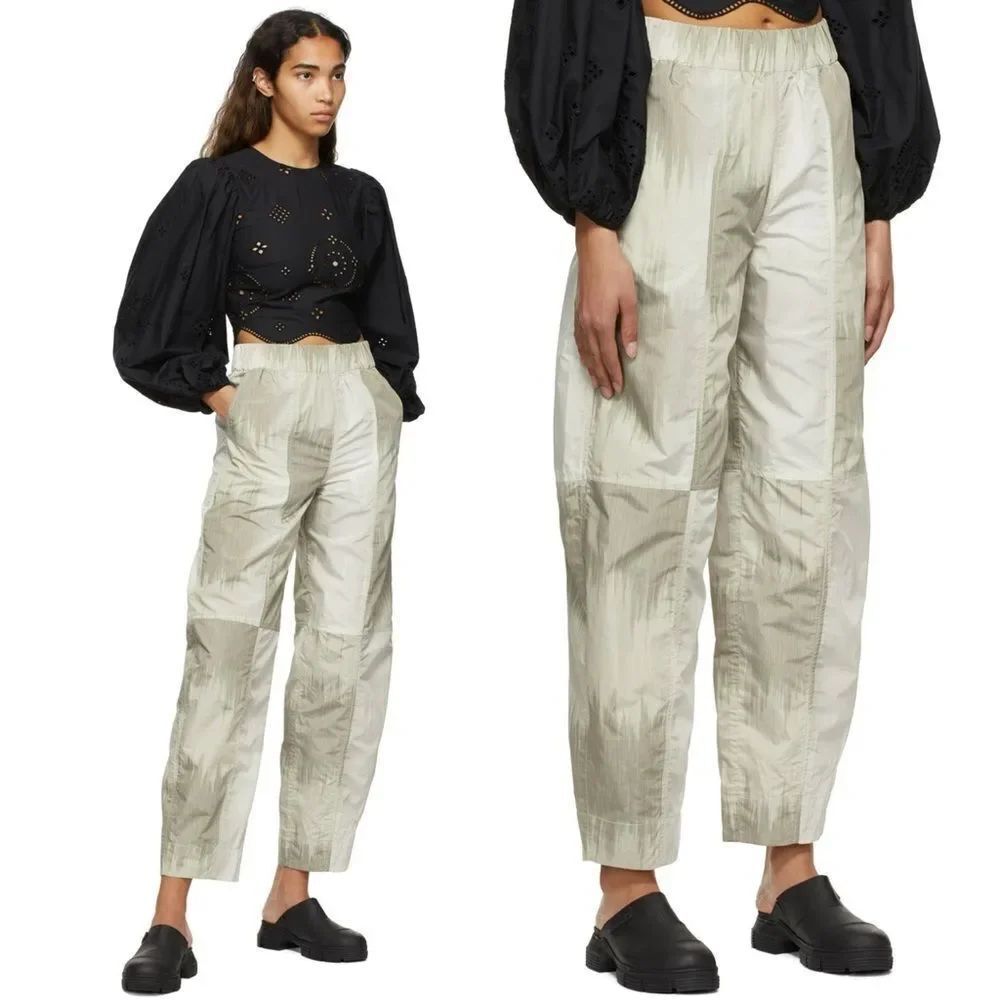 NEW GANNI curved shell barrel leg trousers